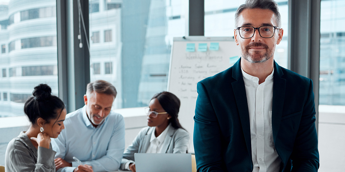 Family smiling together at home